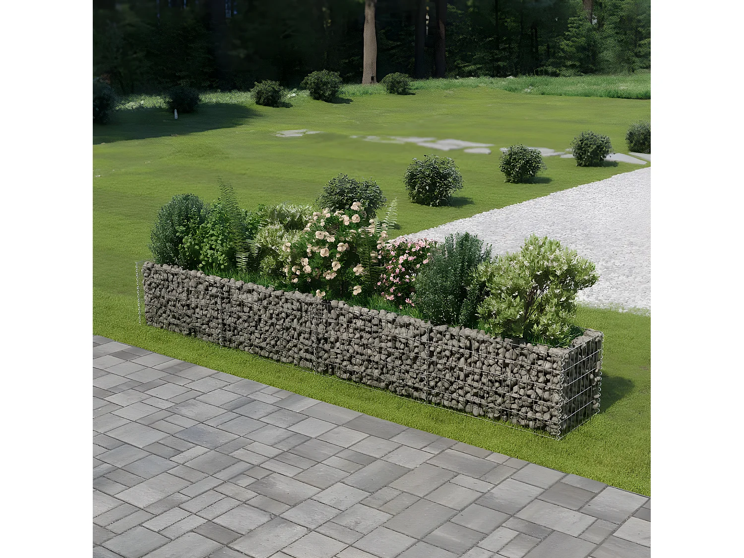 Lit surélevé à gabion Acier galvanisé 360x50x50 cm WVGQ9675