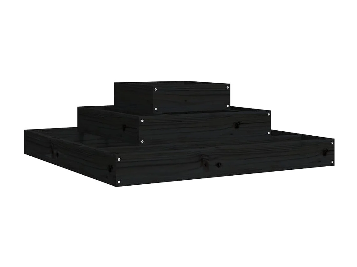 Jardinière Noir 80x80x27 cm Bois massif de pin BE2005