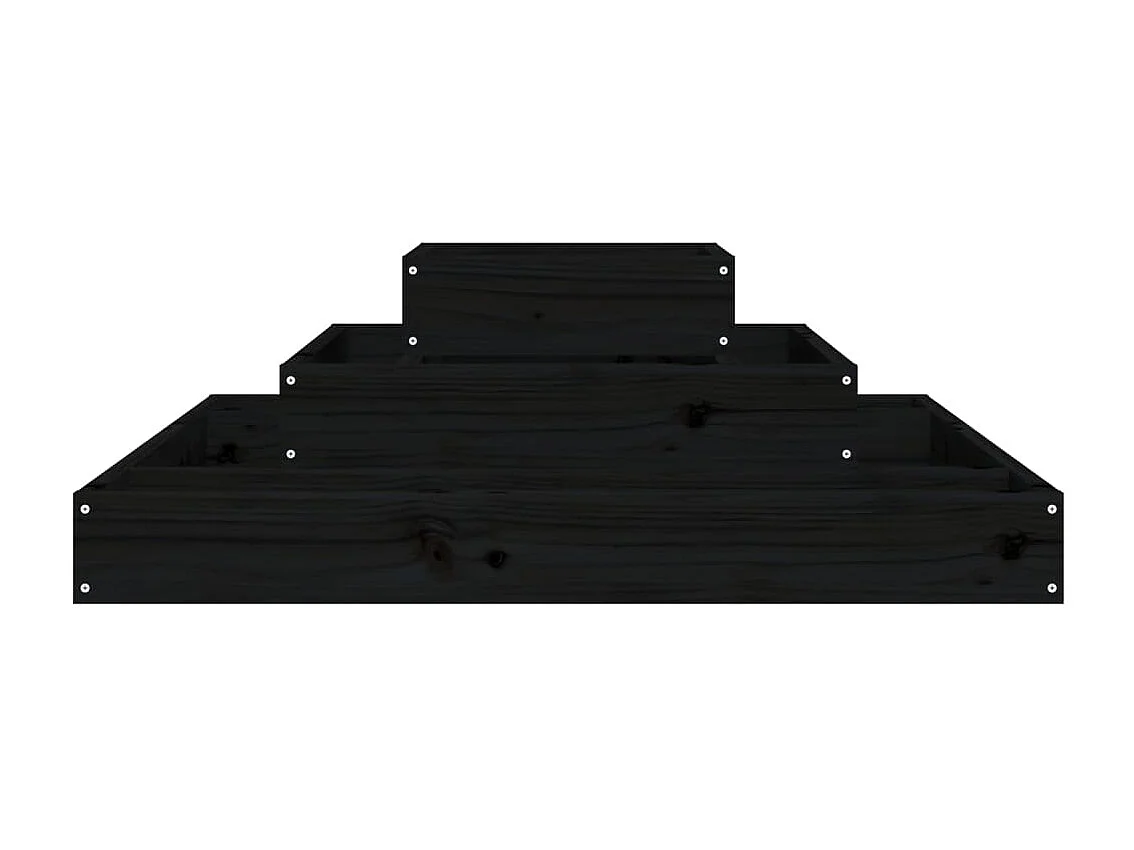 Jardinière Noir 80x80x27 cm Bois massif de pin BE2005