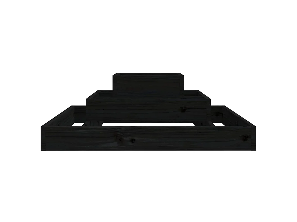 Jardinière Noir 80x80x27 cm Bois massif de pin BE2005