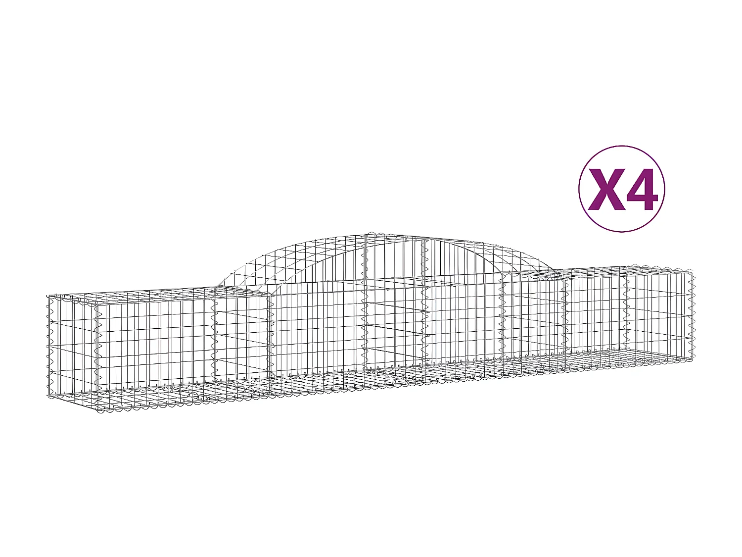 Cestas de gaviones 4 uds forma de arco hierro 300x50x40/60 cm ES39818