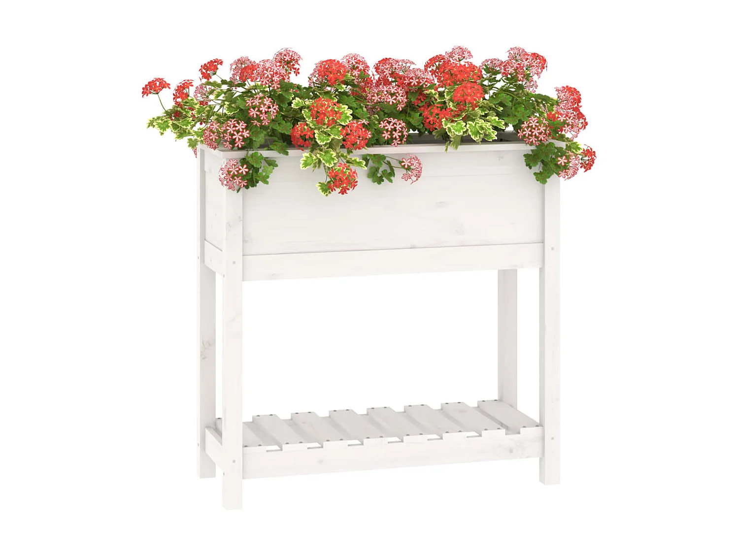 Vaso/floreira com prateleira 82,5x34,5x81cm pinho maciço branco PT736447