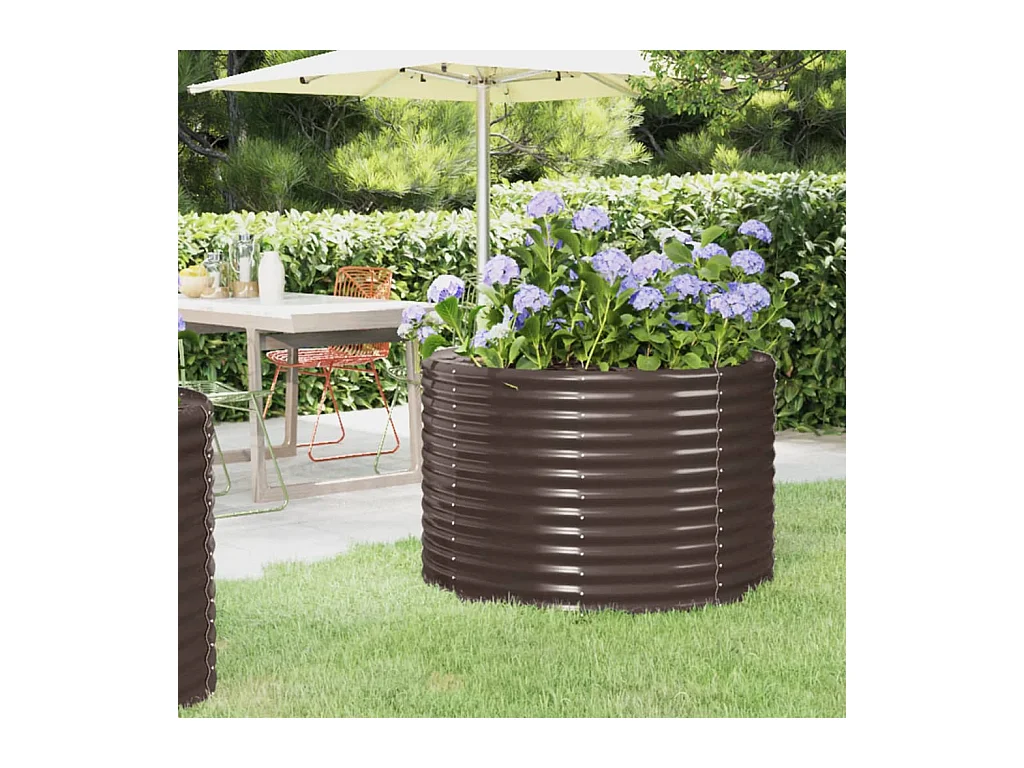 Jardinera arriate acero recubrimiento polvo marrón 100x100x68cm ES92810