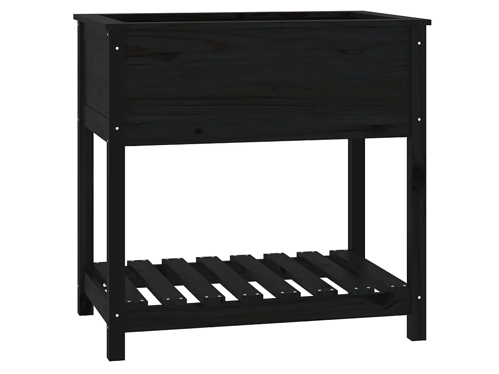 Jardinière avec étagère Noir 82,5x54x81 cm Bois massif de pin BE5164