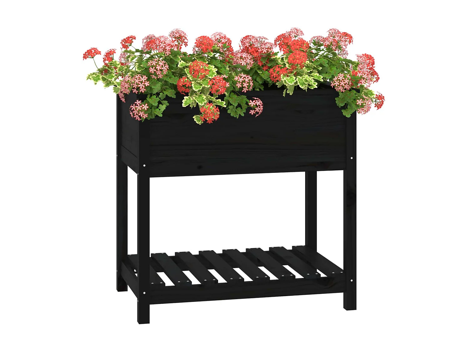 Jardinière avec étagère Noir 82,5x54x81 cm Bois massif de pin BE5164