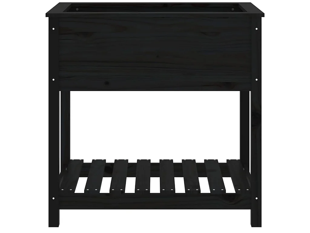 Jardinière avec étagère Noir 82,5x54x81 cm Bois massif de pin BE5164