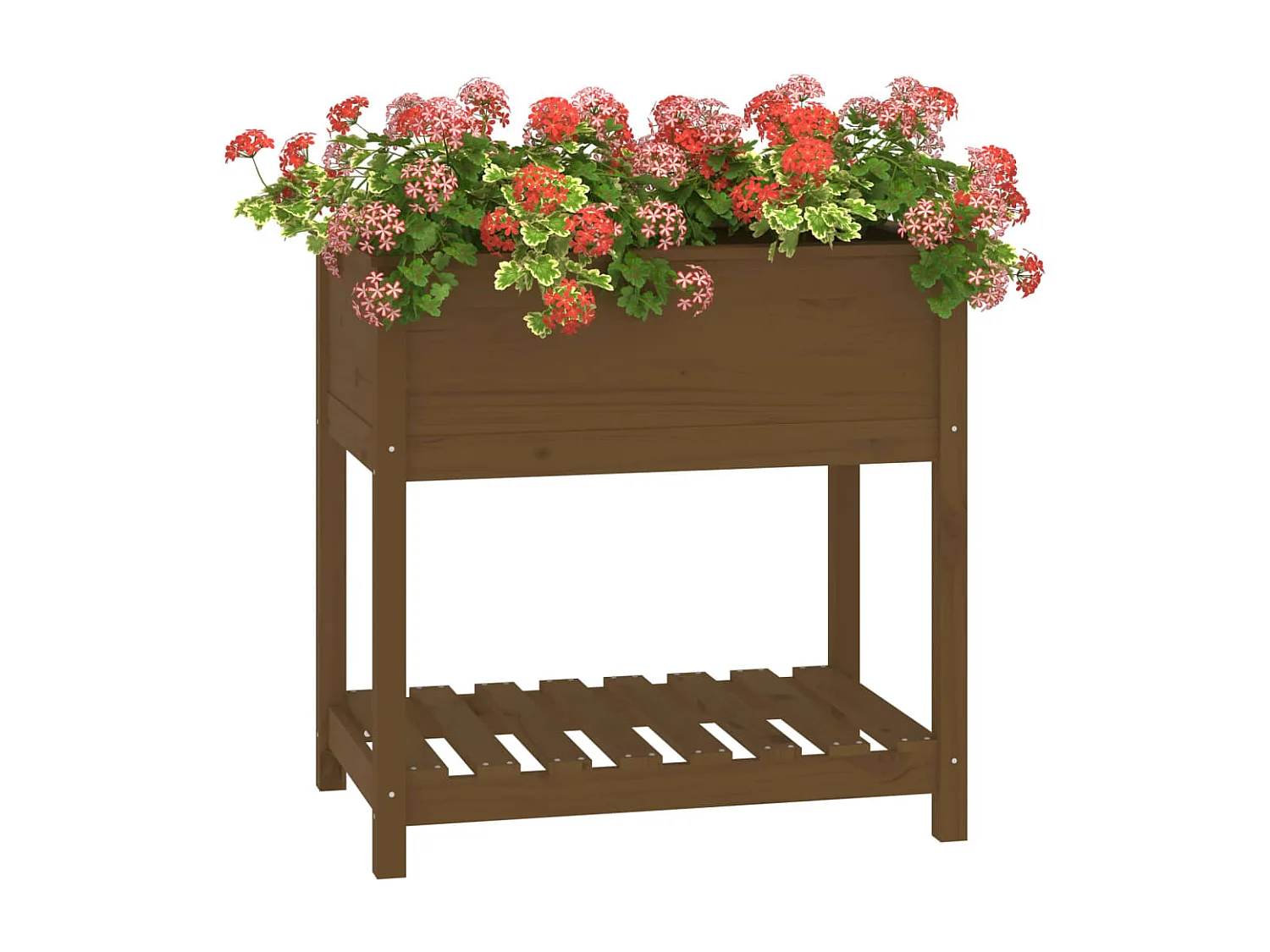 Jardinière avec étagère Marron miel 82,5x54x81 cm Bois de pin BE2995