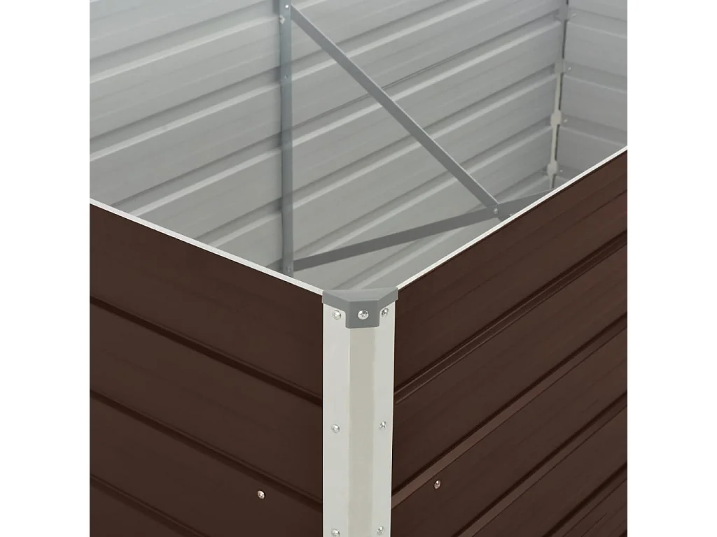 Jardinera elevada de acero galvanizado marrón 160x80x45 cm ES76114