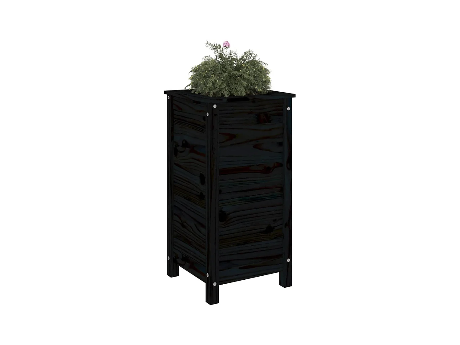 Vaso/floreira de jardim 40x40x78 cm pinho maciço preto PT830876