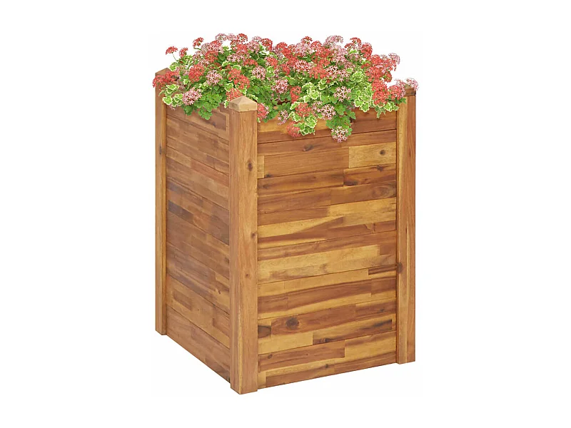 Jardinera de madera maciza de acacia 60x60x84 cm ES16077