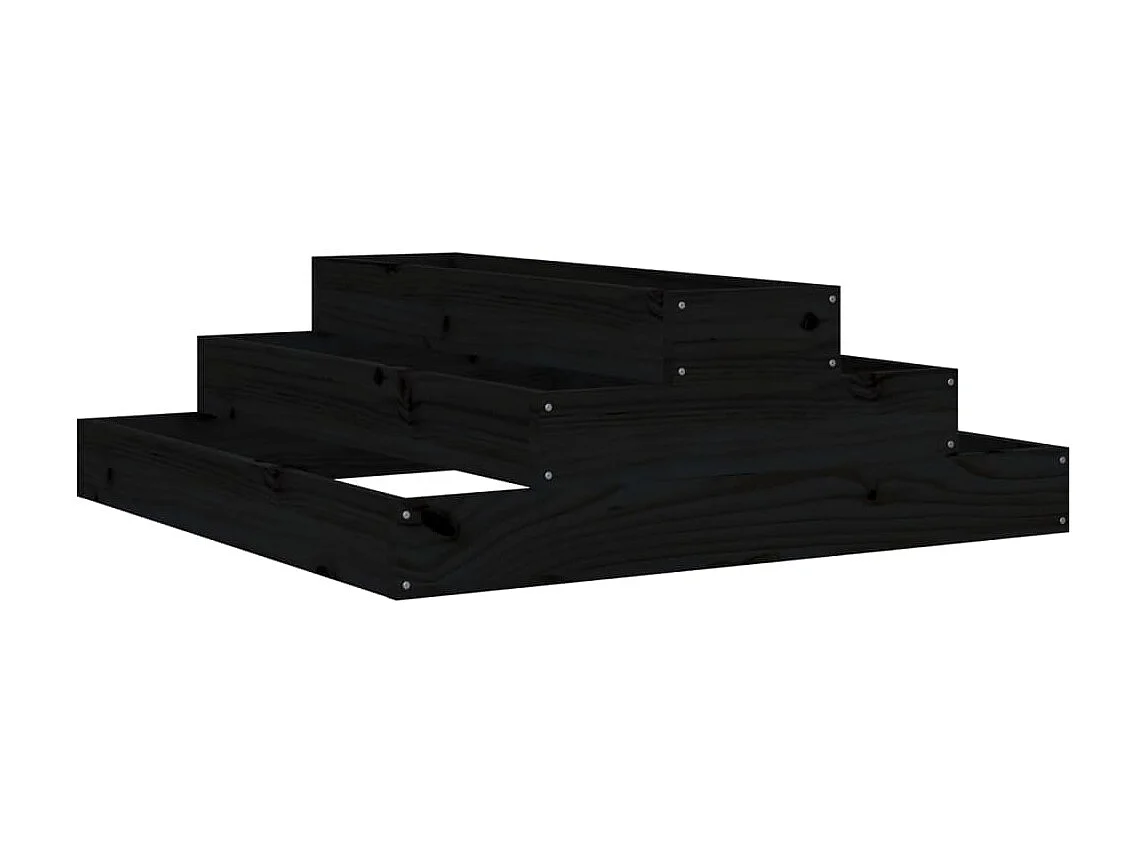 Jardinière Noir 80x80x27 cm Bois massif de pin BE1061