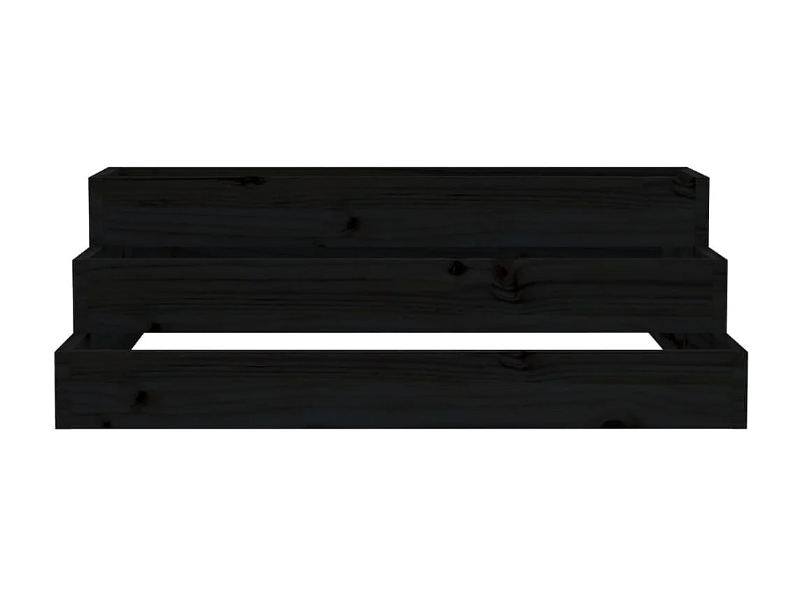 Jardinière Noir 80x80x27 cm Bois massif de pin BE1061