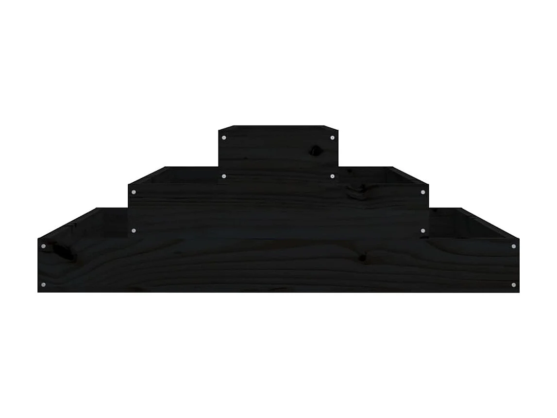 Jardinière Noir 80x80x27 cm Bois massif de pin BE1061