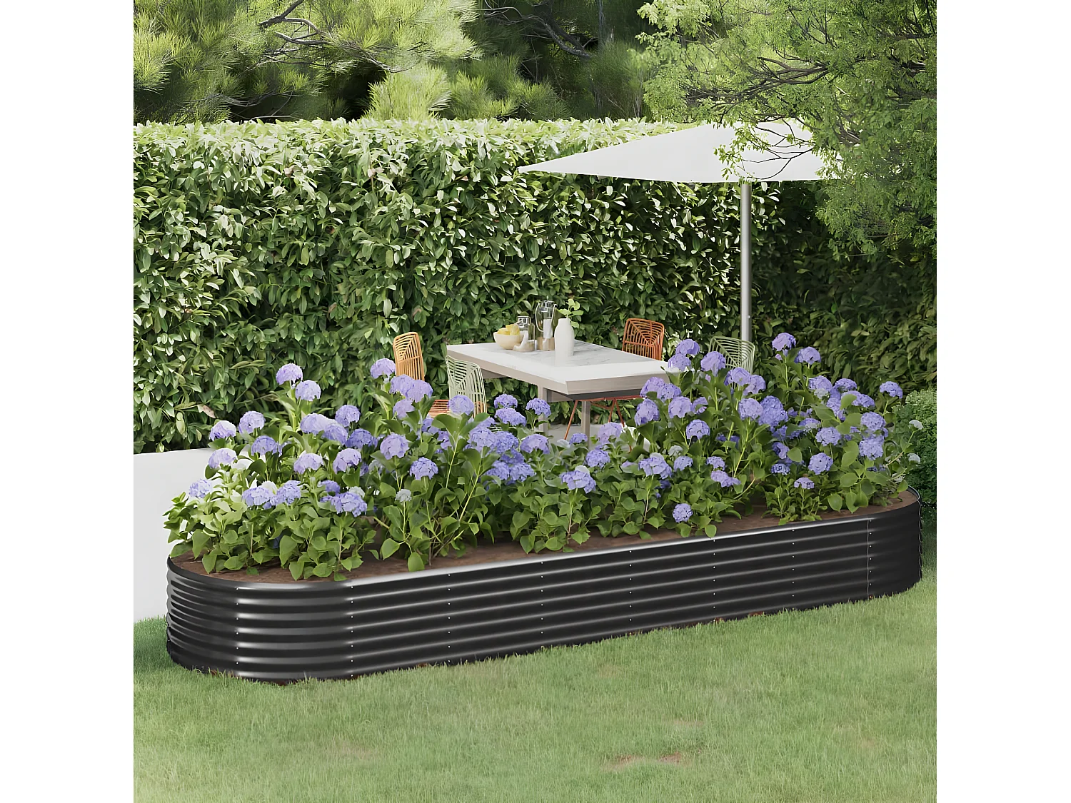 Plantenbak 322x100x36 cm gepoedercoat staal antracietkleurig