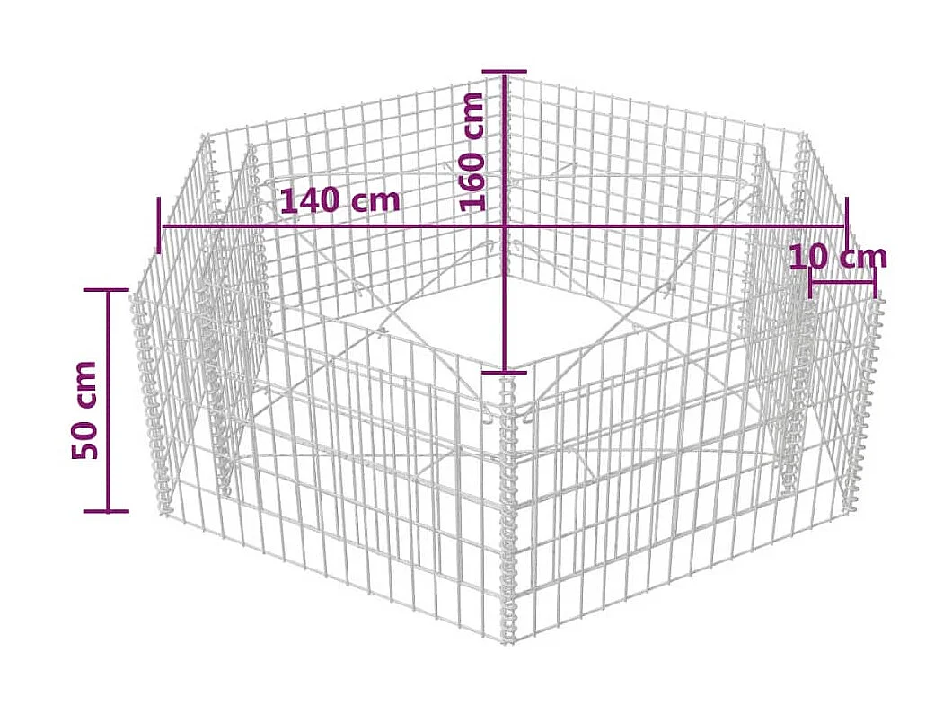 Lit surélevé à gabion hexagonale 160x140x50 cm WVGQ6425