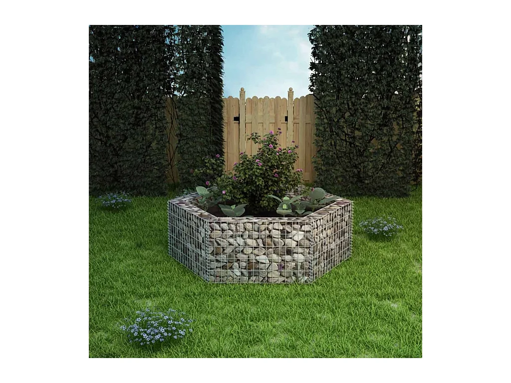 Lit surélevé à gabion hexagonale 160x140x50 cm WVGQ6425