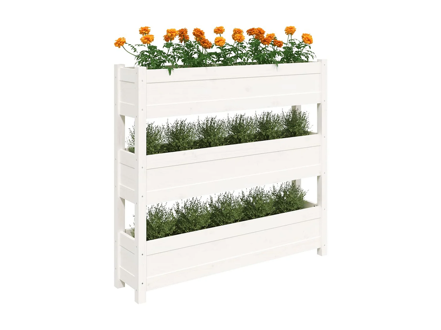 Jardinière Blanc 112x25x104,5 cm Bois massif de pin BE9312