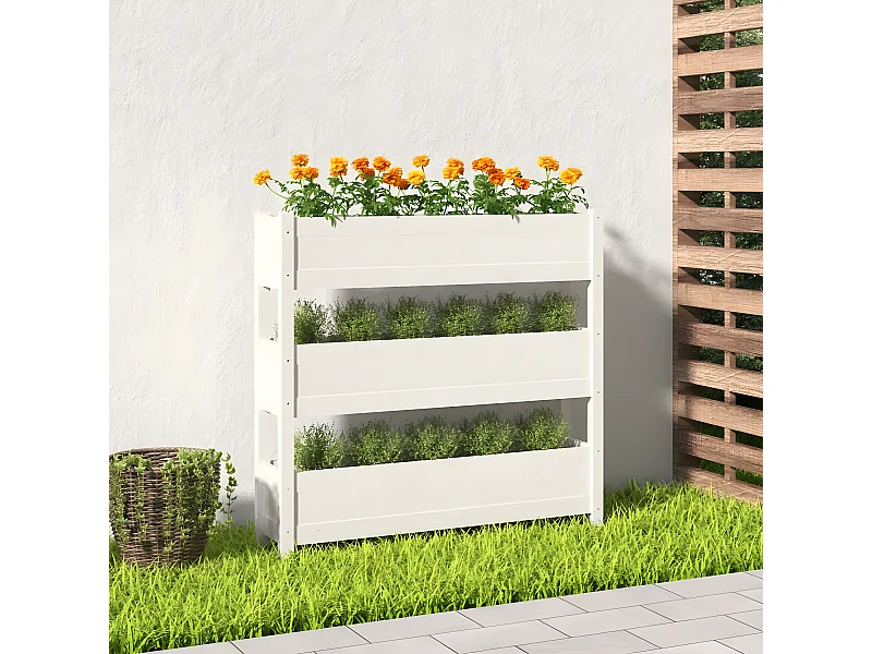 Jardinière Blanc 112x25x104,5 cm Bois massif de pin BE9312