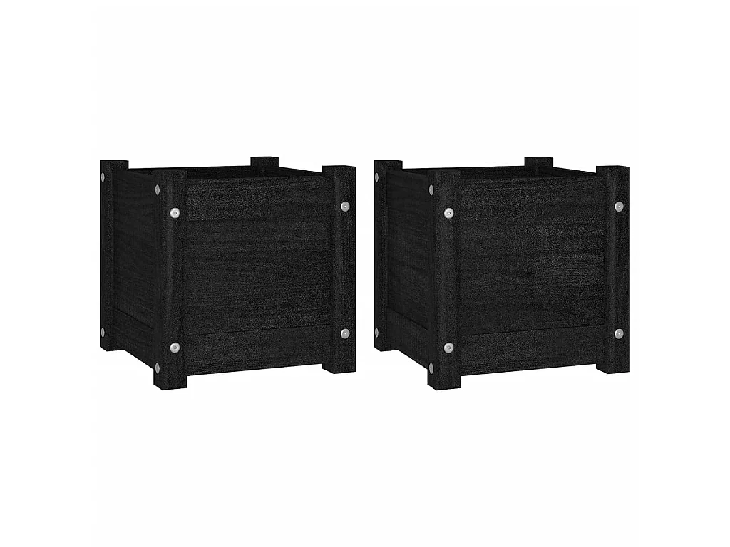 Jardinières d'extérieur 2 pcs Noir 31x31x31 cm Bois de pin BE3694