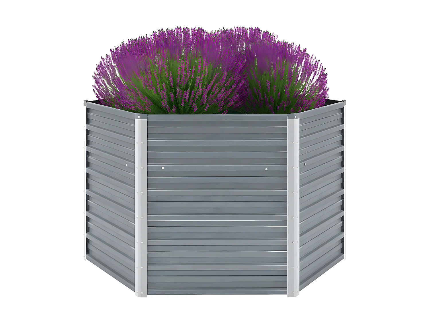 Jardinera de jardín de acero galvanizado gris 129x129x77 cm ES17259