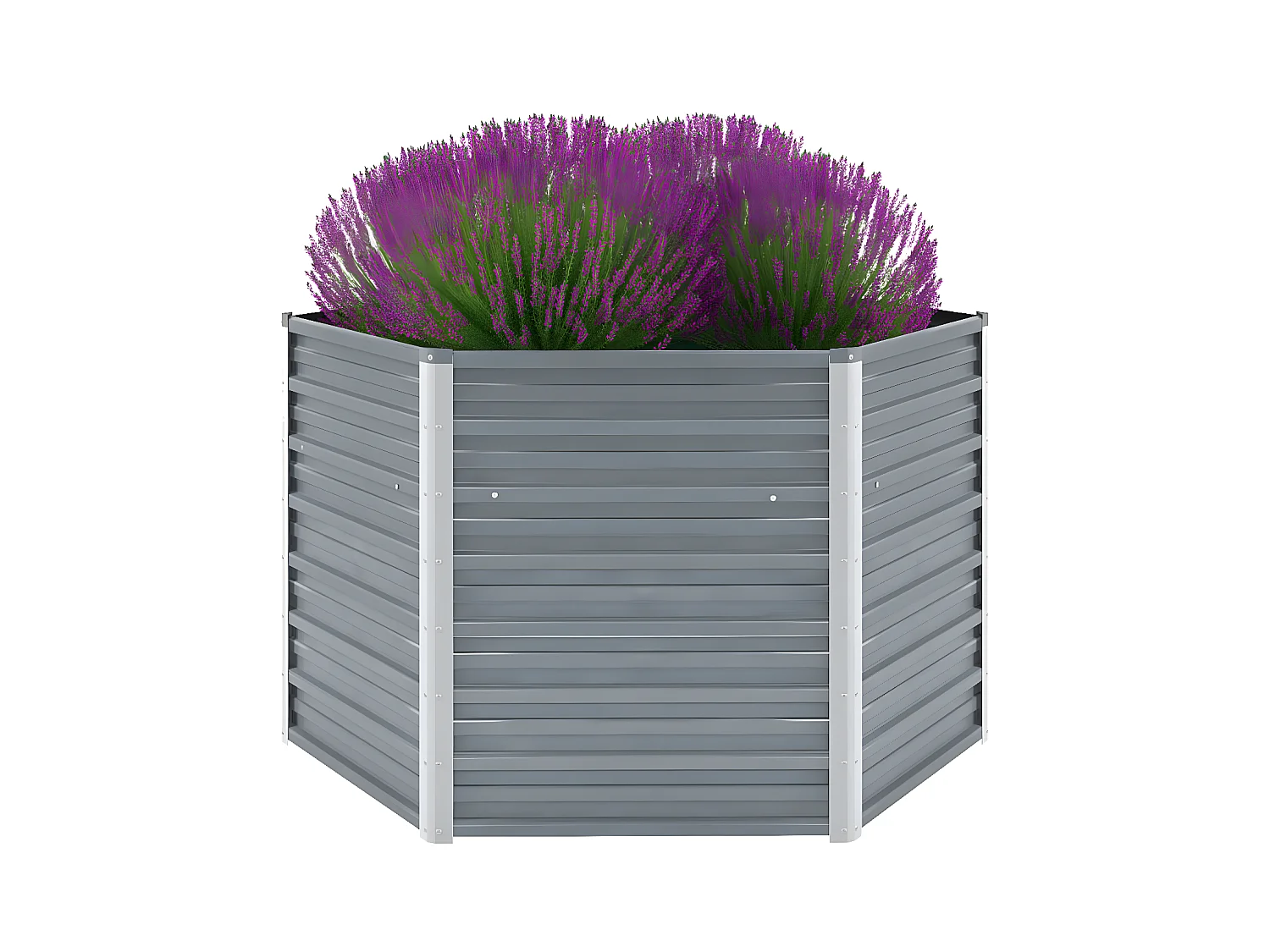 Jardinera de jardín de acero galvanizado gris 129x129x77 cm ES17259