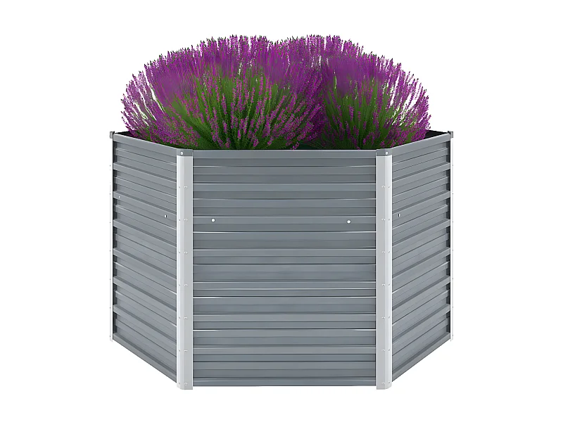 Jardinera de jardín de acero galvanizado gris 129x129x77 cm ES17259