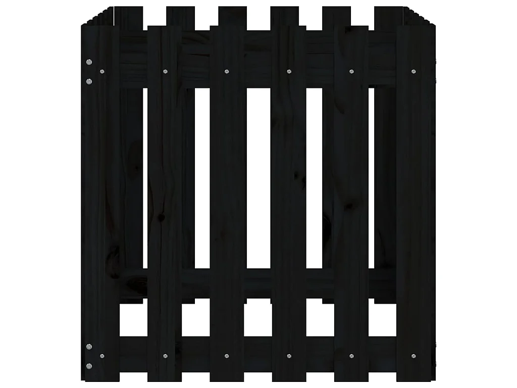 Jardinière avec design de clôture noir 60x60x60 cm pin massif BE5589