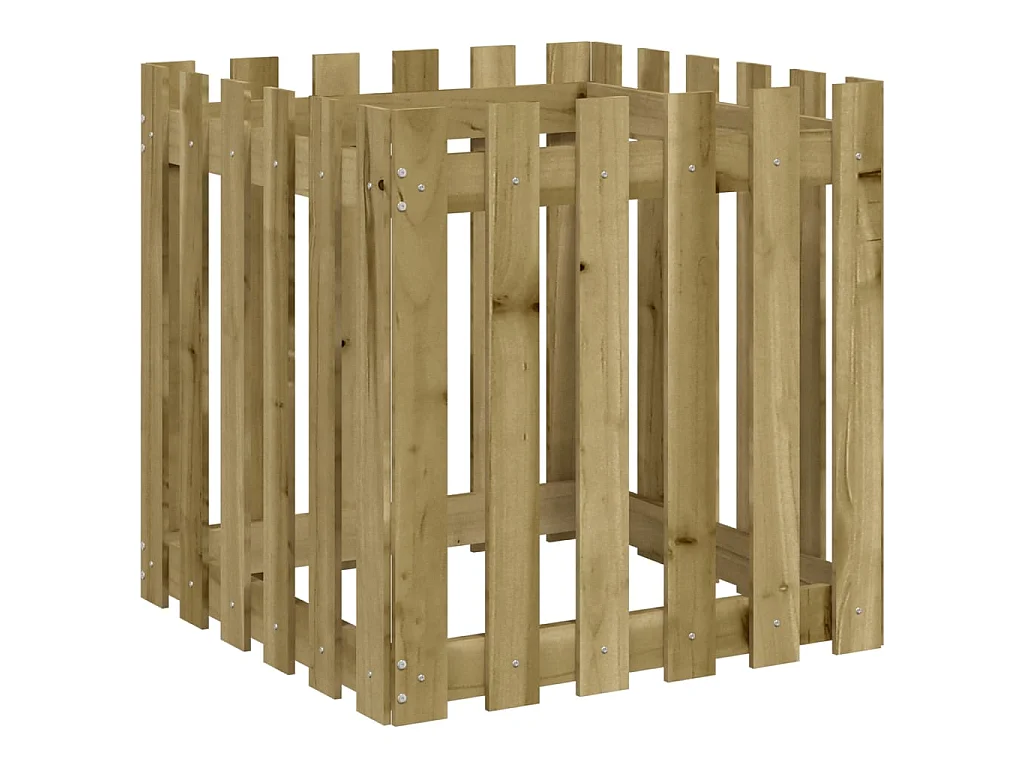 Jardinière avec design de clôture 60x60x60 cm pin imprégné BE9934