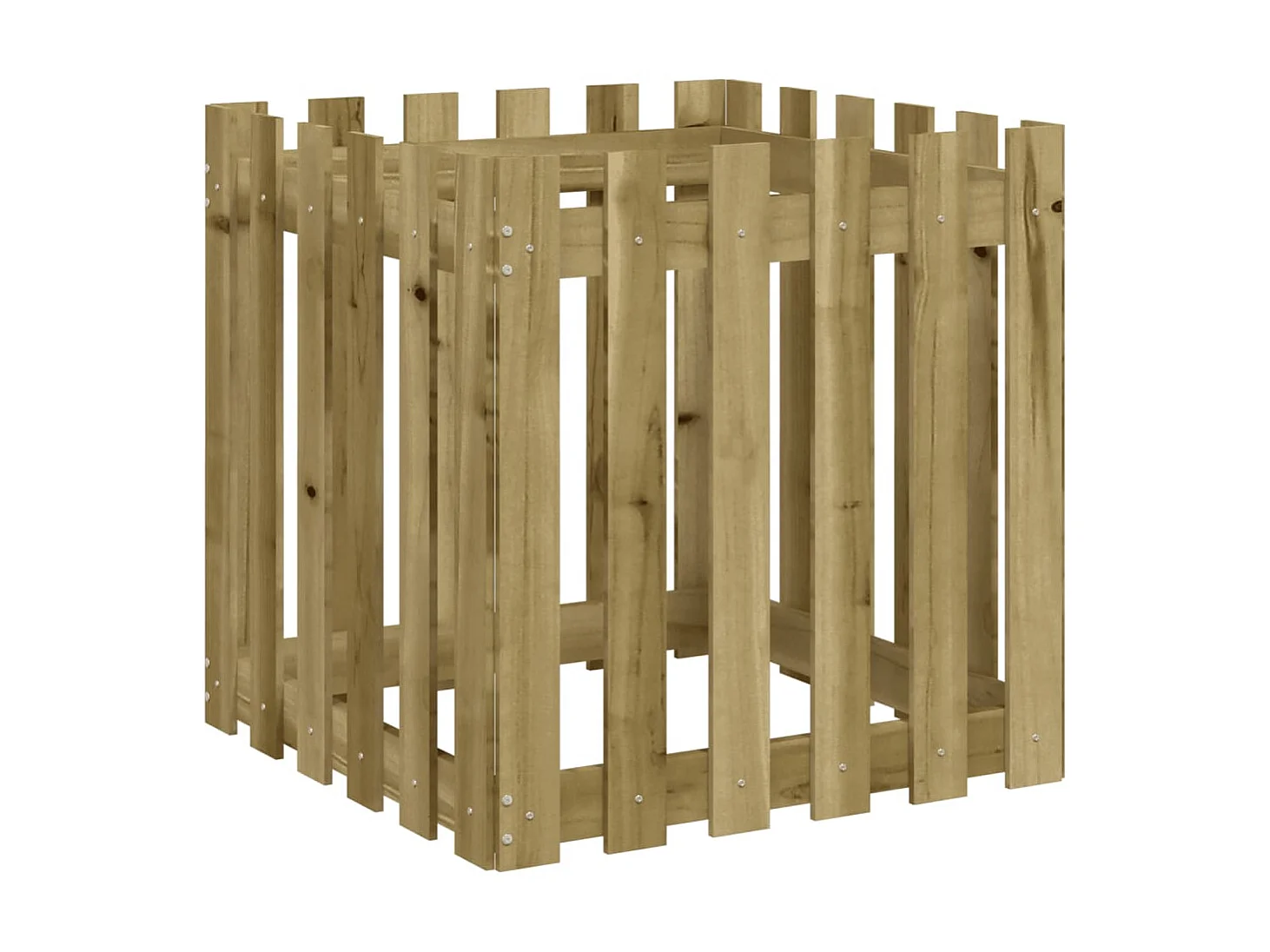 Jardinière avec design de clôture 60x60x60 cm pin imprégné BE9934