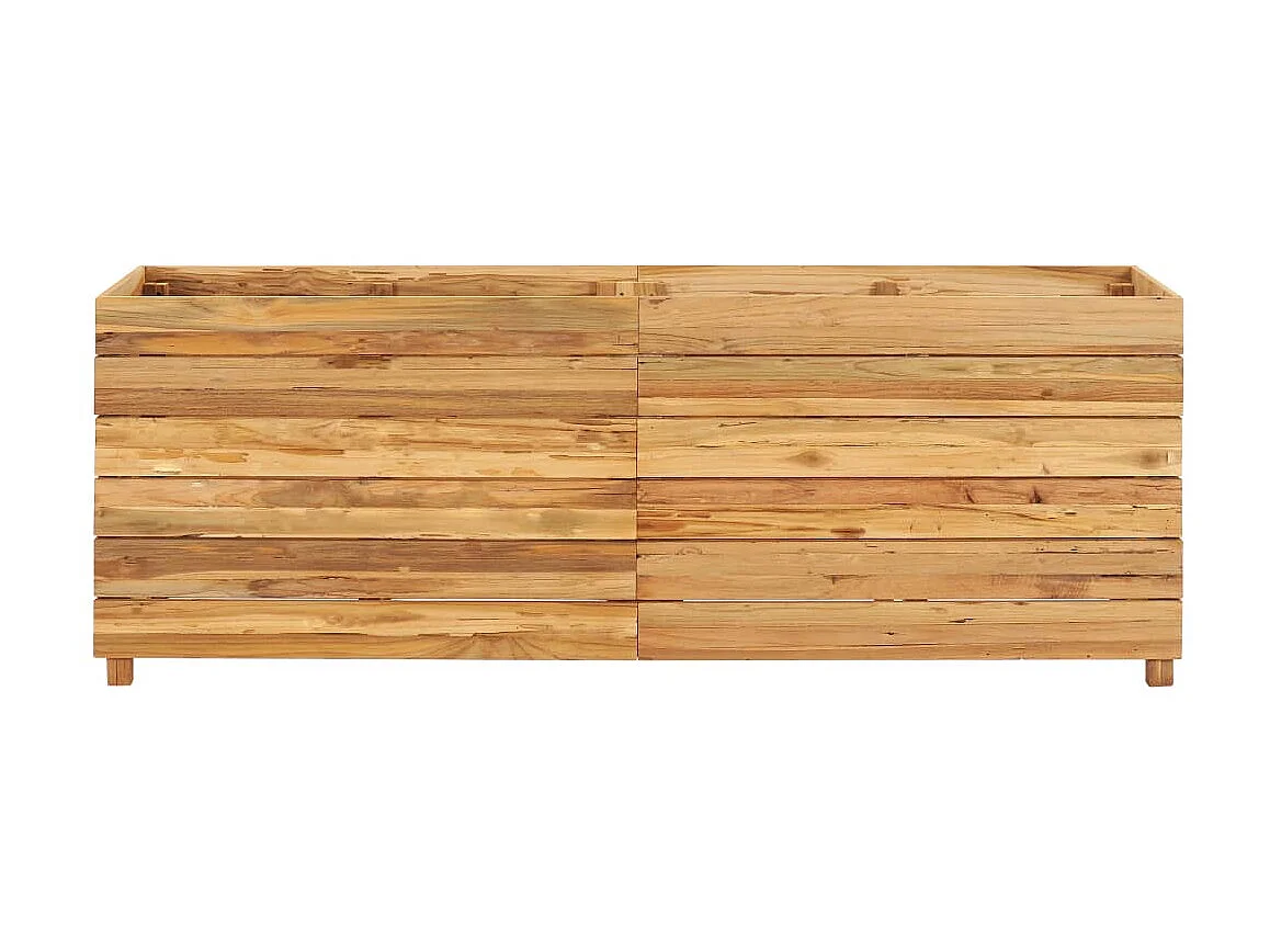 Jardinera elevado madera de teca reciclada y acero 150x40x55 cm ES56959