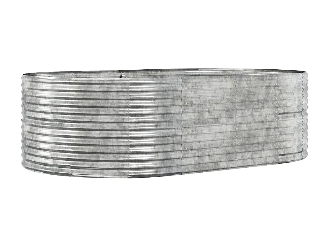 Canteiro elevado jardim 212x140x68 aço revestido a pó prateado PT709697