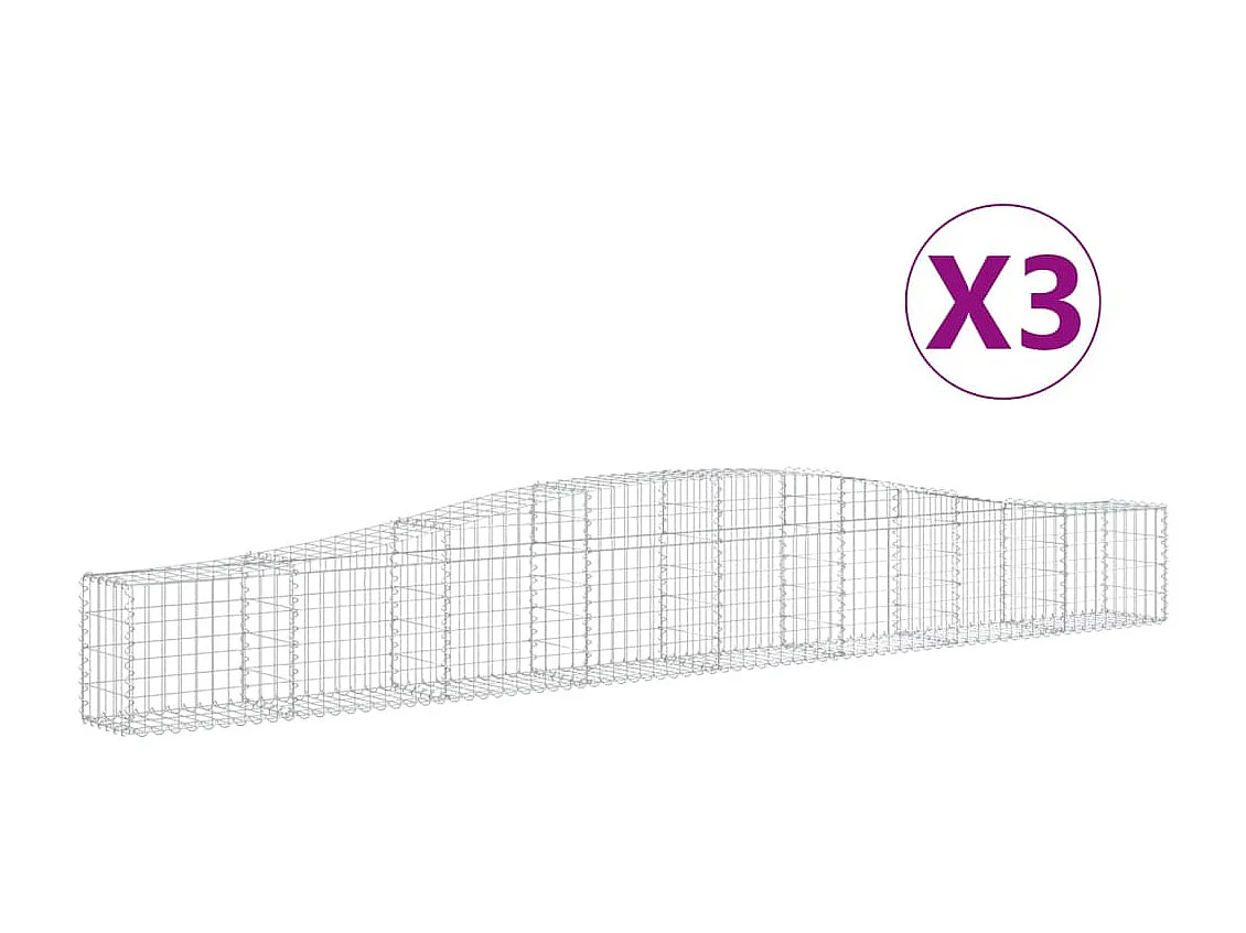Cestas de gaviones 3 uds forma de arco hierro 400x30x40/60 cm ES95757