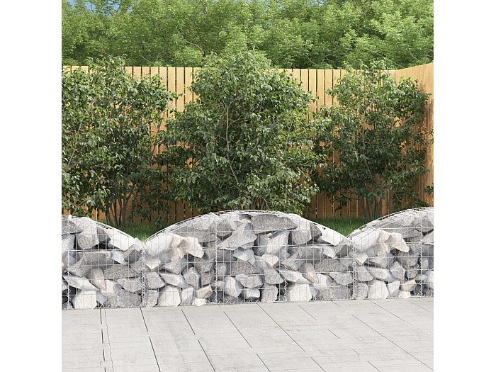 Lit Surélevé à Gabions En Arc - Jardinière En Fer Galvanisé 200x100x50cm - Pour Jardin, Terrasse, Patio - à Remplir De Pierres