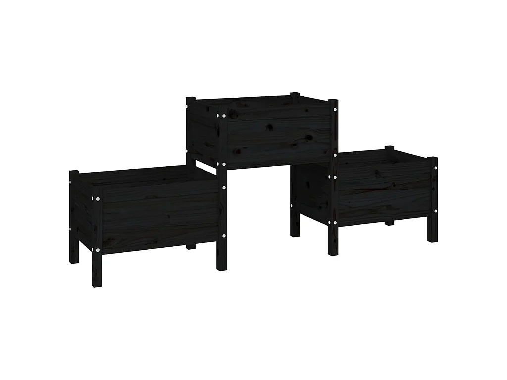 Jardinière Noir 178,5x44x75 cm Bois massif de pin BE3152