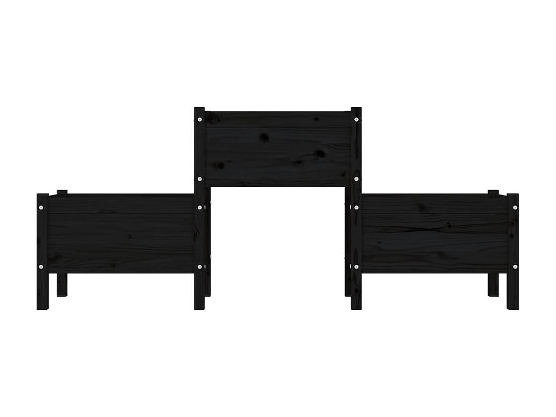Jardinière Noir 178,5x44x75 cm Bois massif de pin BE3152