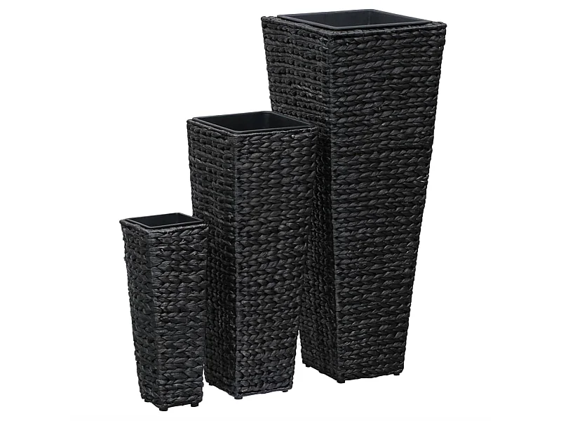 Conjunto de Jardineras 3 piezas jacinto de agua negro ES57180