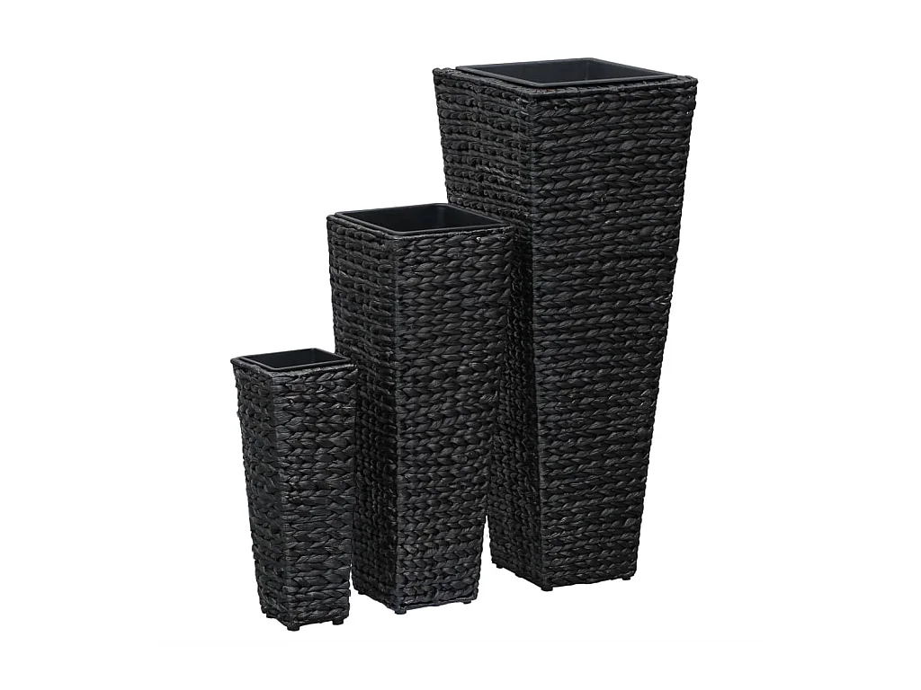 Conjunto de Jardineras 3 piezas jacinto de agua negro ES57180