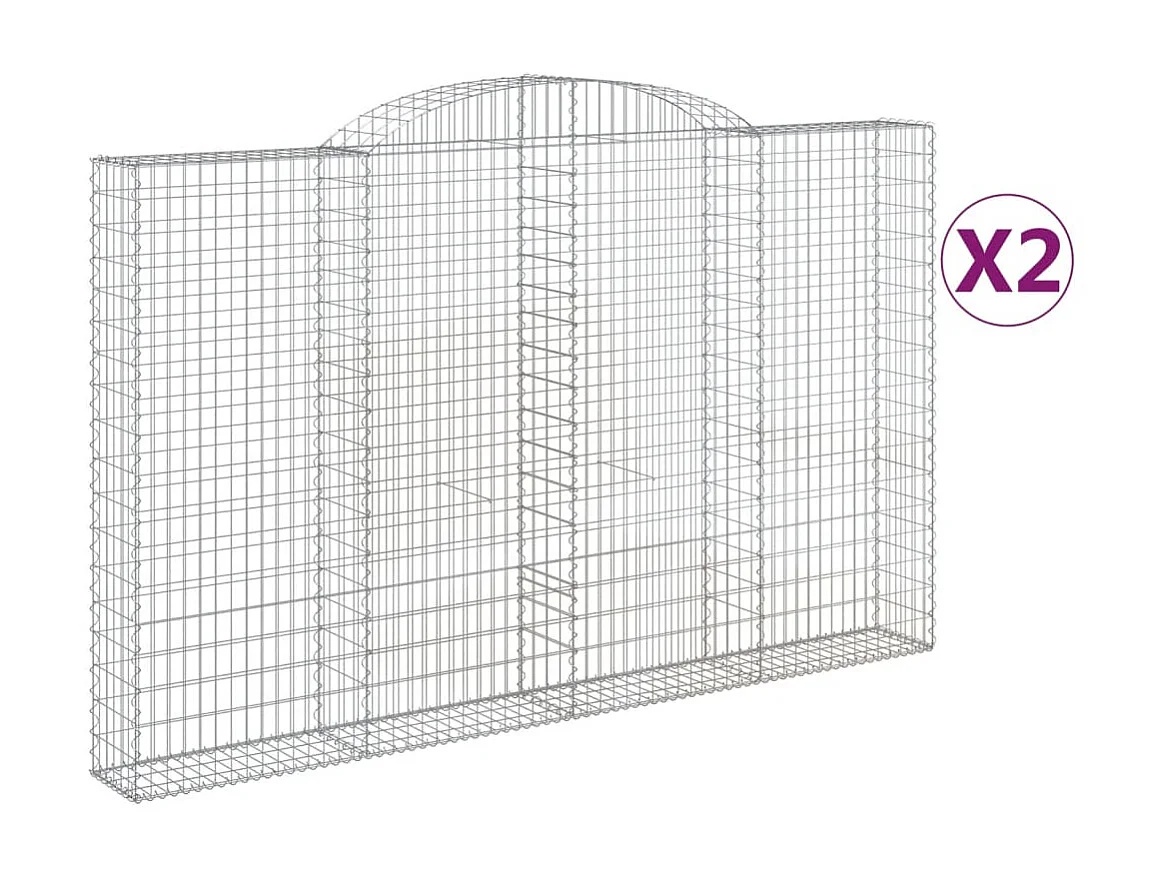 Cestas de gaviones 2 uds forma de arco hierro 300x30x180/200 cm ES82356