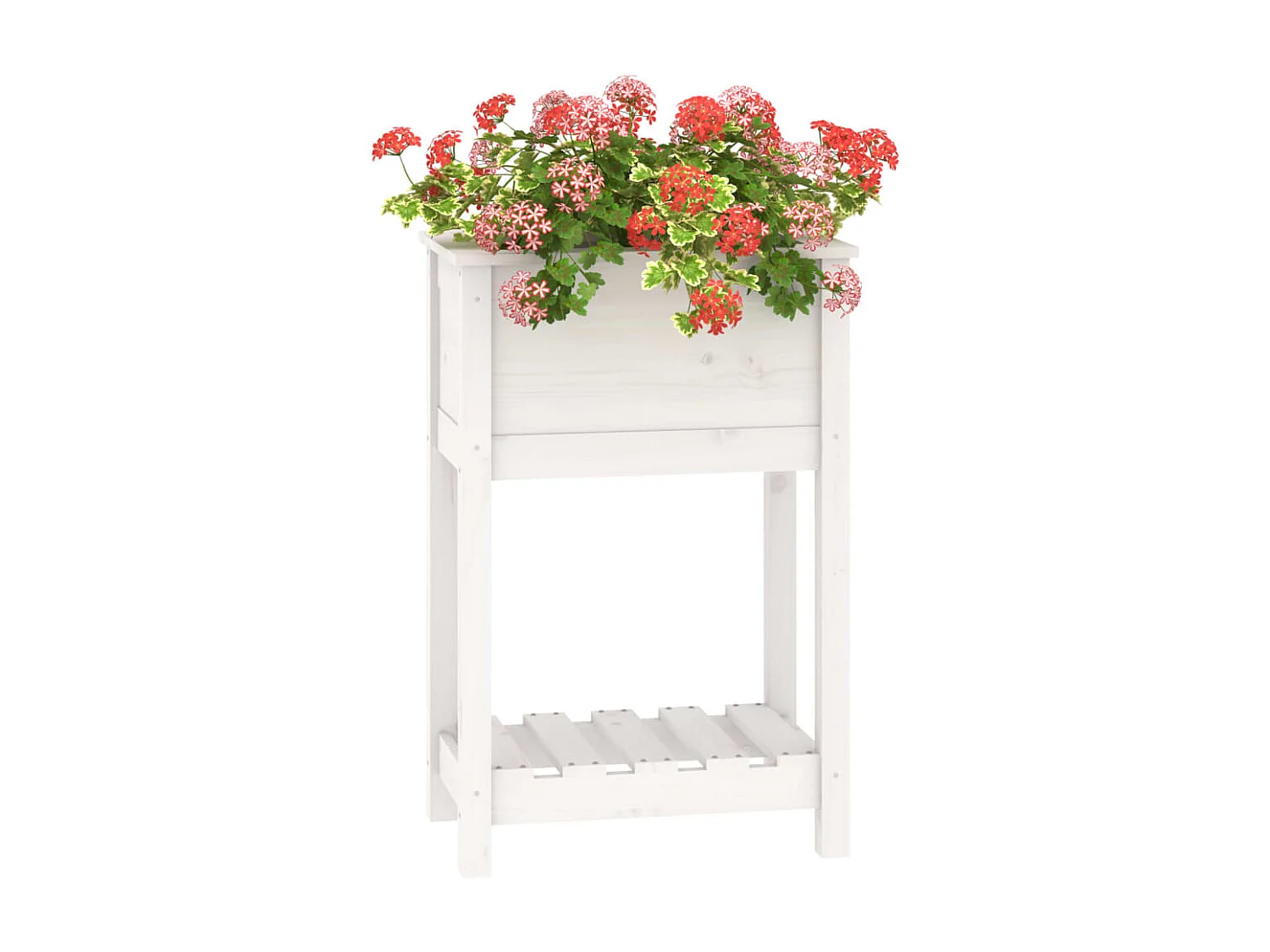 Jardinière avec étagère Blanc 54x34,5x81 cm Bois massif de pin BE9936