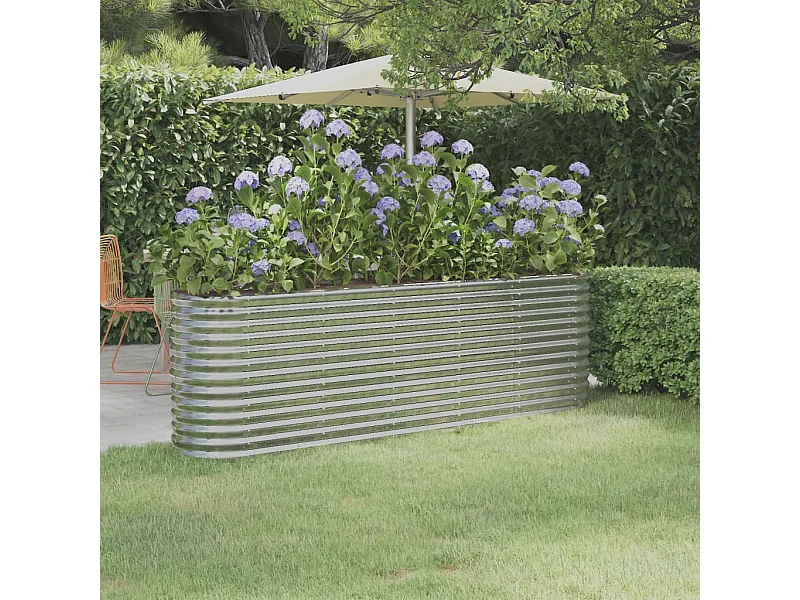 Plantenbak 224x40x68 cm gepoedercoat staal zilverkleurig