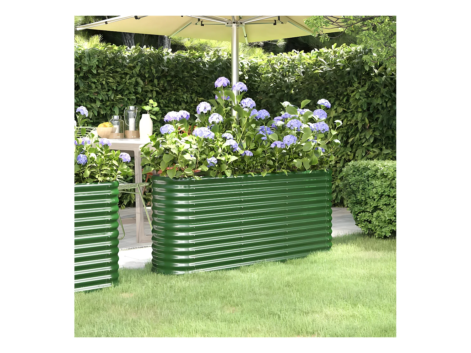 Jardinera arriate acero recubrimiento polvo verde 152x40x68 cm ES96090