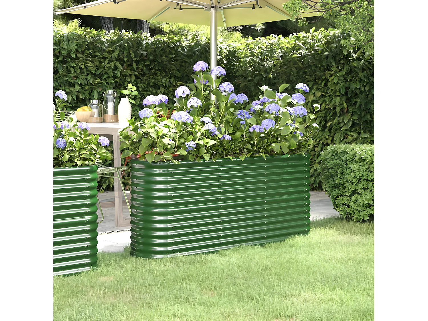 Jardinera arriate acero recubrimiento polvo verde 152x40x68 cm ES96090