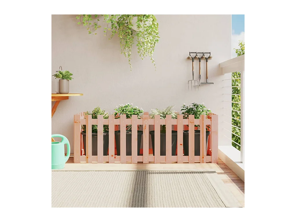 Jardinera elevado jardín valla madera maciza Douglas 150x50x50 cm ES95445