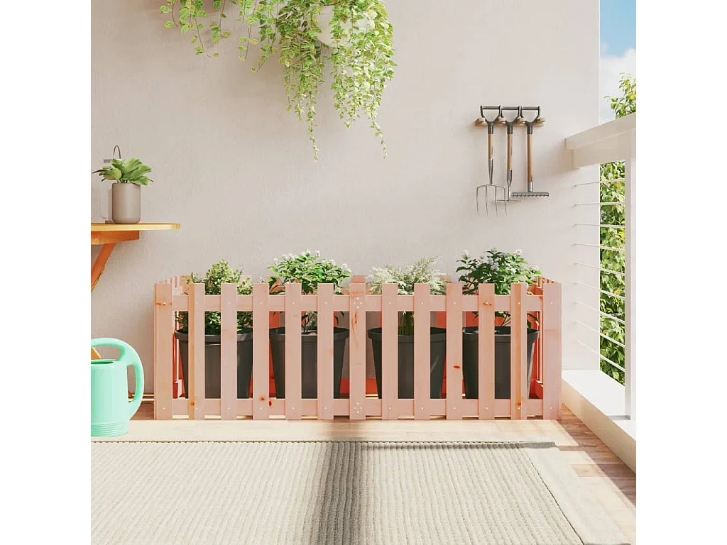 Canteiro elevado c/ design de cerca 150x50x50cm madeira douglas PT167725