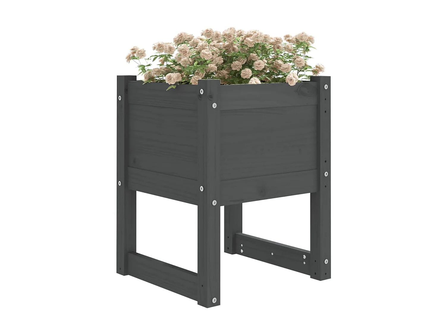 Jardinière Gris 40x40x52,5 cm Bois massif de pin BE5365