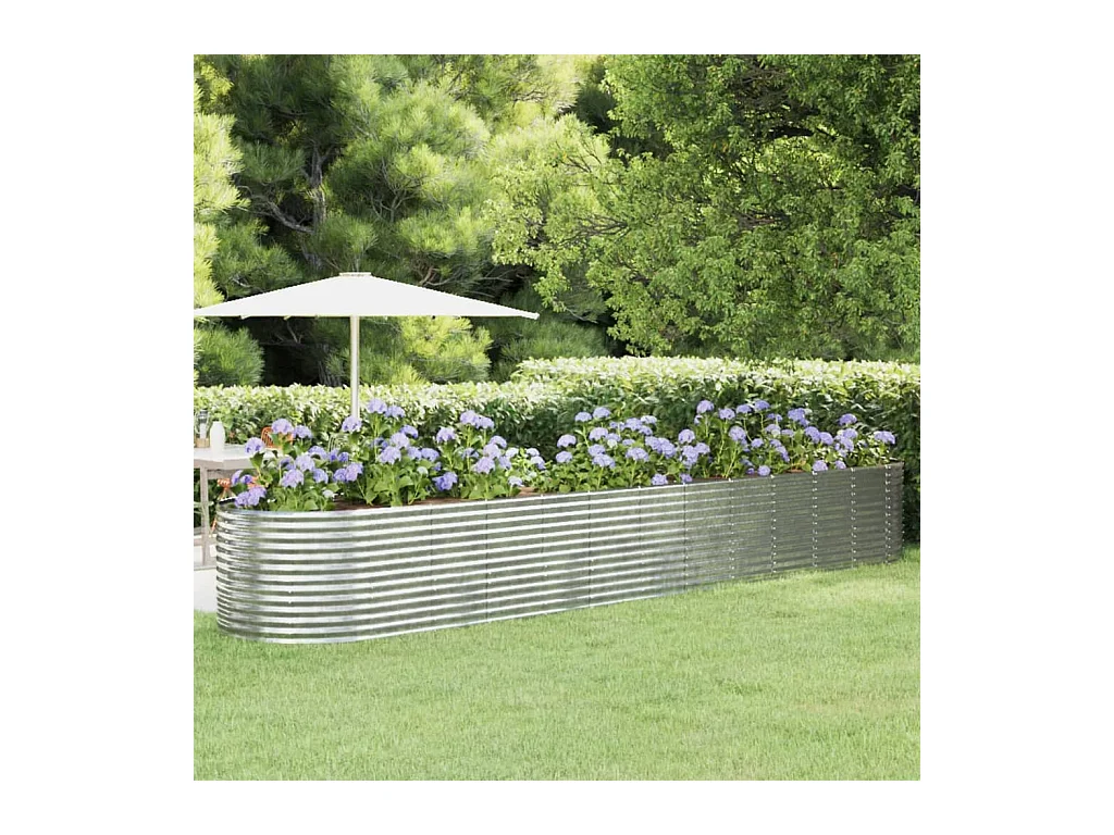 Jardinera arriate acero recubrimiento polvo plata 507x100x68 cm ES49127