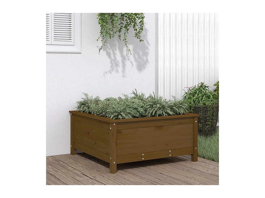 Jardinière marron miel 82,5x82,5x39 cm bois massif de pin BE6519