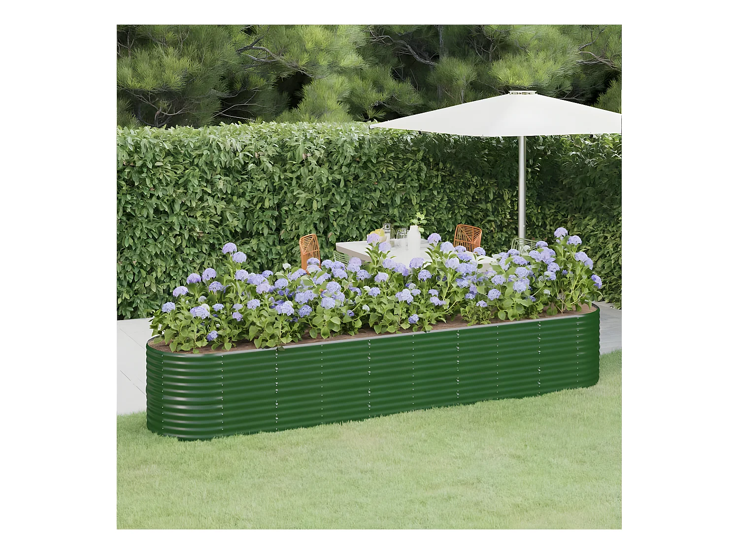Jardinera arriate acero recubrimiento polvo verde 368x80x68 cm ES23163