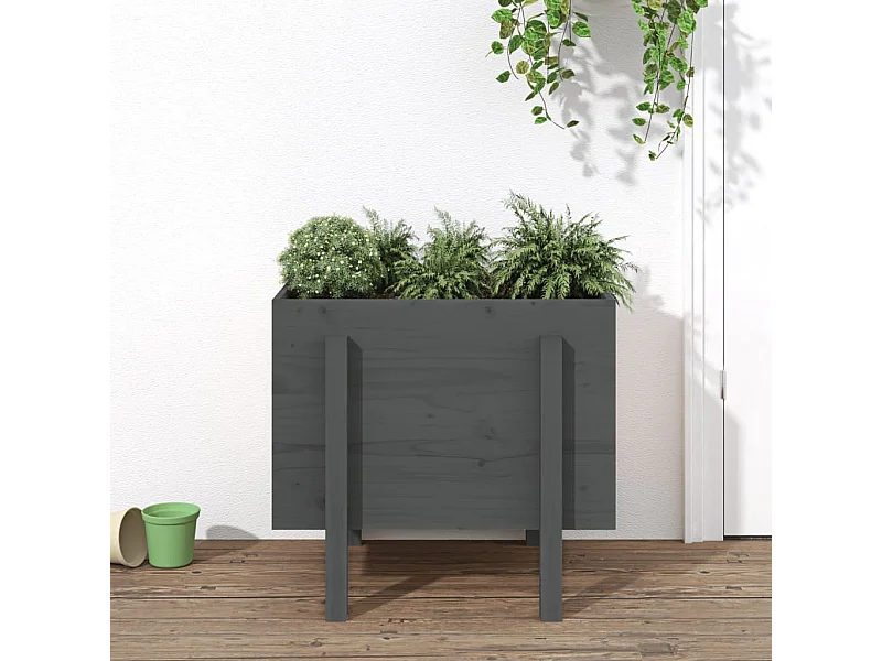 Vaso/floreira de jardim 62x50x57 cm pinho maciço cinzento PT120456