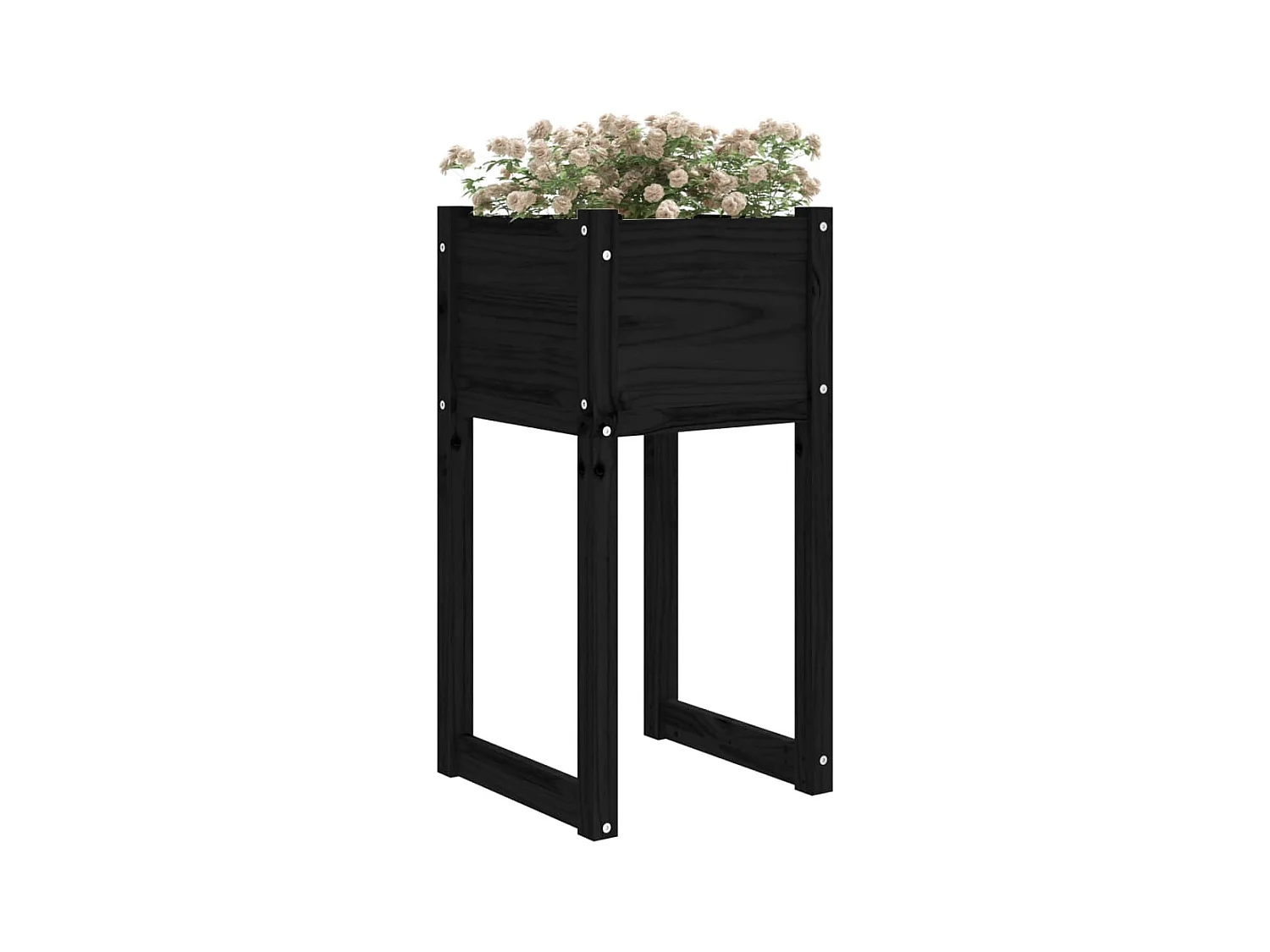 Jardinières 2 pcs Noir 40x40x81 cm Bois massif de pin BE2734